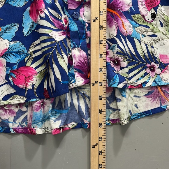 Basic Editions Hawaiian tropical multi floral print button down shirt size XXL - Picture 3 of 7